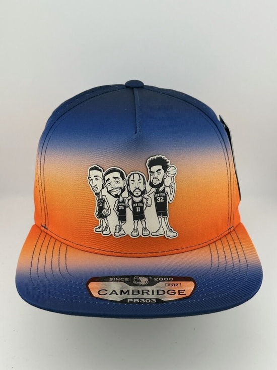 Other - Gradient Orange to Blue Basketball Snapback Hat / Cartoon Knicks Jalen Brunson